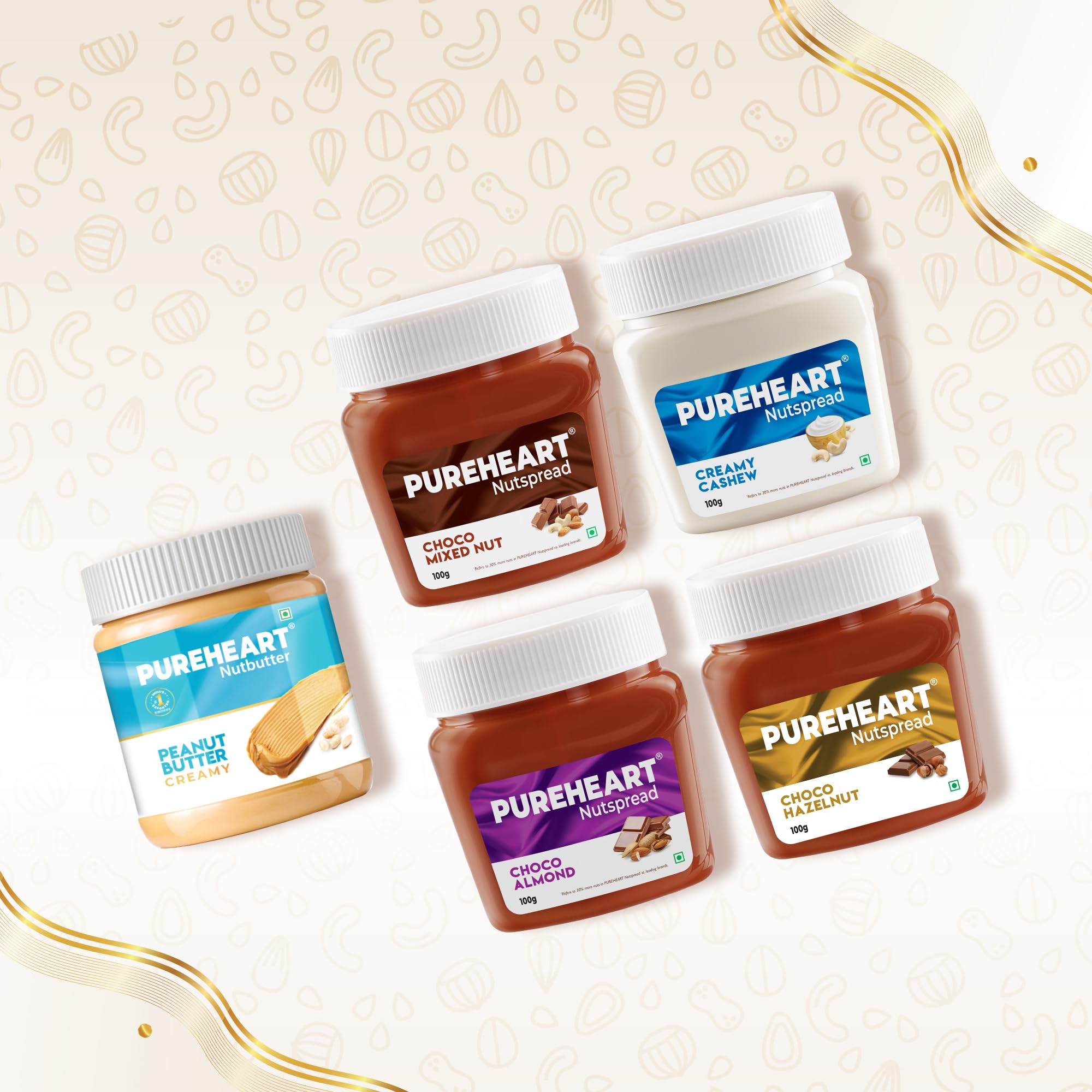 PureHeart Nut Spread Combo | Creamy Cashew, Peanut, Choco Hazelnut